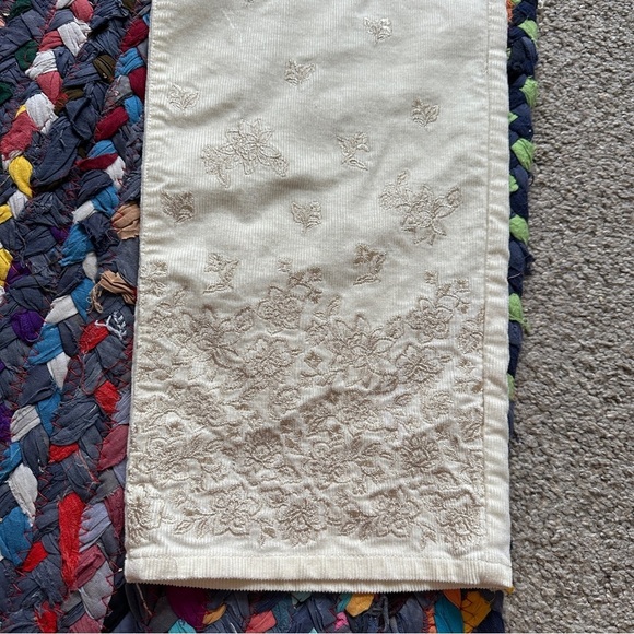 Coldwater Creek Cream Embroidered Straight Leg Corduroy Pants Women’s Size 12 - Picture 7 of 13